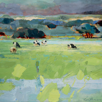 schilderij Koeien in de Duinen van beelden kunstenaar Ciska van der Meer te Amsterdam