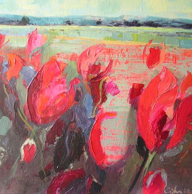 schilderij Tulpenveld van beelden kunstenaar Ciska van der Meer te Amsterdam