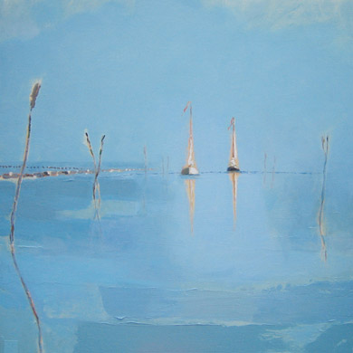 schilderij Langs de stakenroute van beelden kunstenaar Ciska van der Meer te Amsterdam